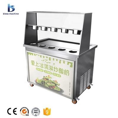 Équipement de fabrication de rouleaux de crème glacée avec compresseur international en Thaïlande