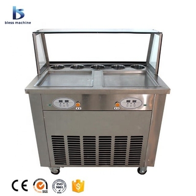Équipement de fabrication de rouleaux de crème glacée avec compresseur international en Thaïlande