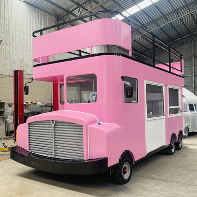 Caravan de luxe à deux étages pour la restauration rapide Snacks Boissons Glaces et gâteaux