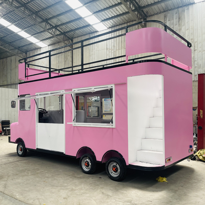 Caravan de luxe à deux étages pour la restauration rapide Snacks Boissons Glaces et gâteaux