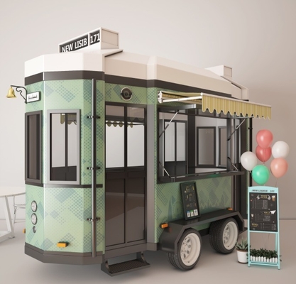 Camion de restauration rapide mobile avec matière première de blé et café chaud