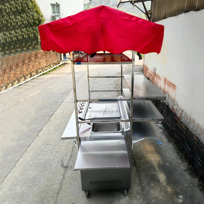 Restauration commerciale Alimentation de rue en acier inoxydable Snack Friture Grill Barbecue Chariot à main
