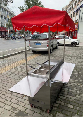 Restauration commerciale Alimentation de rue en acier inoxydable Snack Friture Grill Barbecue Chariot à main