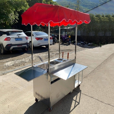 Restauration commerciale Alimentation de rue en acier inoxydable Snack Friture Grill Barbecue Chariot à main