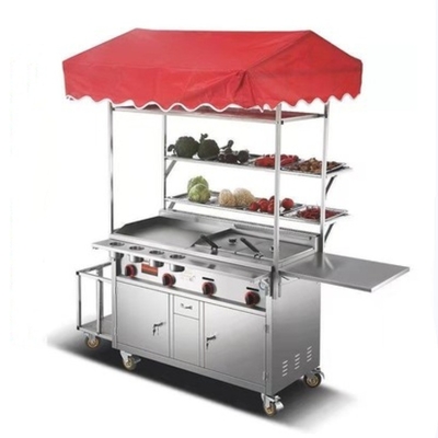 960 mm*520 mm*2000 mm Chariot de nourriture de rue avec matière première et fonctions polyvalentes