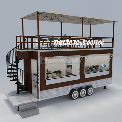 40 km/h Café mobile, restaurant fast-food, remorque avec deuxième étage