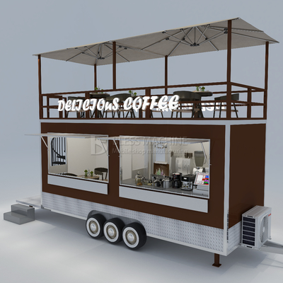40 km/h Café mobile, restaurant fast-food, remorque avec deuxième étage