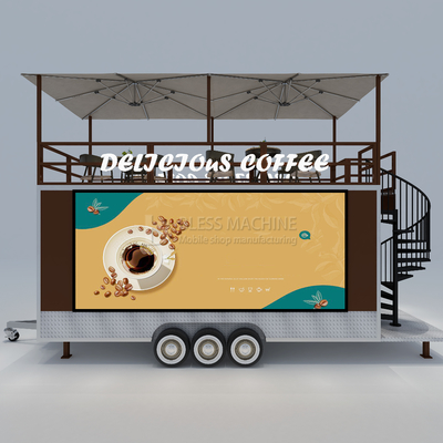 40 km/h Café mobile, restaurant fast-food, remorque avec deuxième étage