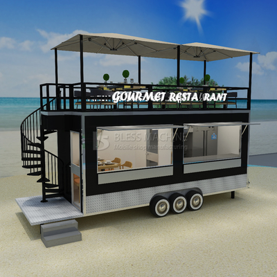 40 km/h Café mobile, restaurant fast-food, remorque avec deuxième étage