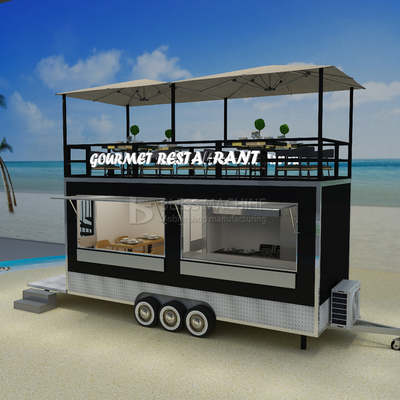 40 km/h Café mobile, restaurant fast-food, remorque avec deuxième étage