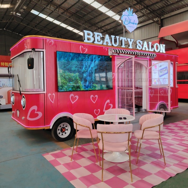 Camion de salon mobile sur mesure pour couper les cheveux et se raser dans les magasins de matériaux de construction