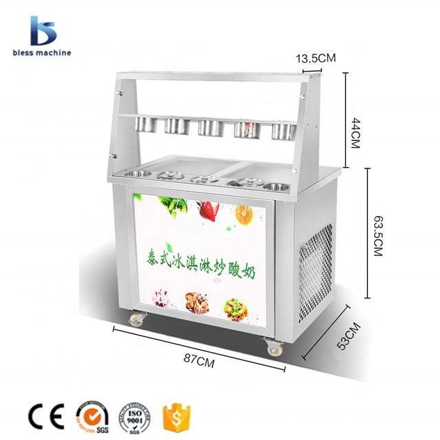 Équipement de fabrication de rouleaux de crème glacée avec compresseur international en Thaïlande
