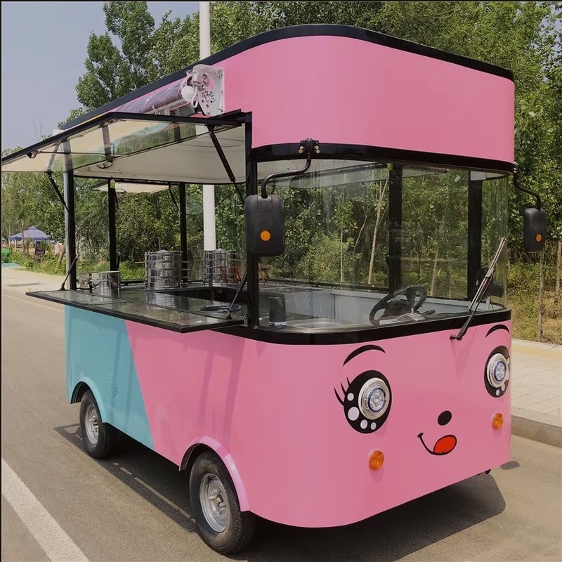 TUNE Panneaux solaires Kiosque magasin Van Café Hot Dog remorque Chariot vue de rue Chariot Bus Food Truck