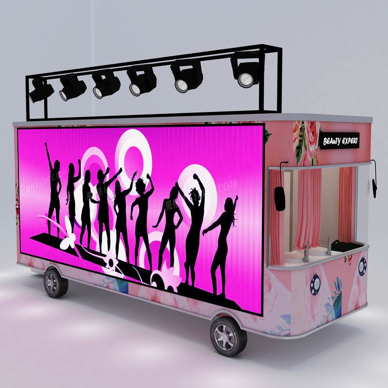 Outlet électrique mobile T-show vêtements chaussures sac écharpe maquillage modélisation camionnette remorque