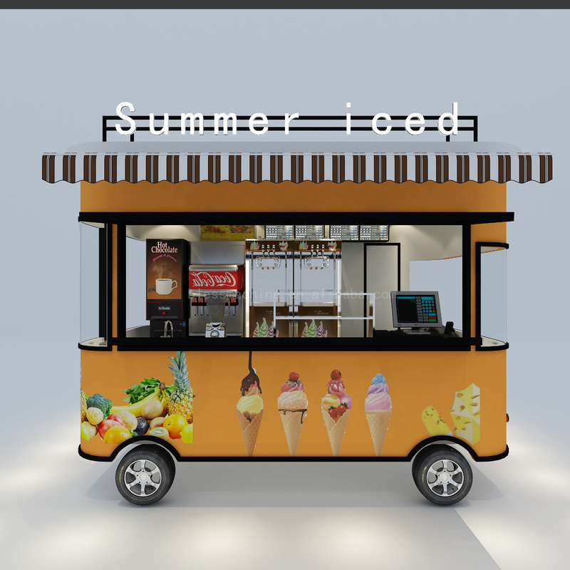 1000 kg électrique mobile glace boisson froide café thé au lait camion pour l'été glacé